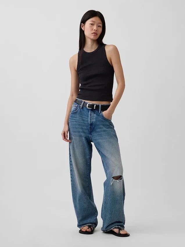 Tung ribbet halterneck-tanktop