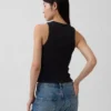 Tung ribbet halterneck-tanktop