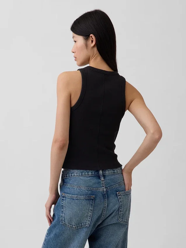 Tung ribbet halterneck-tanktop