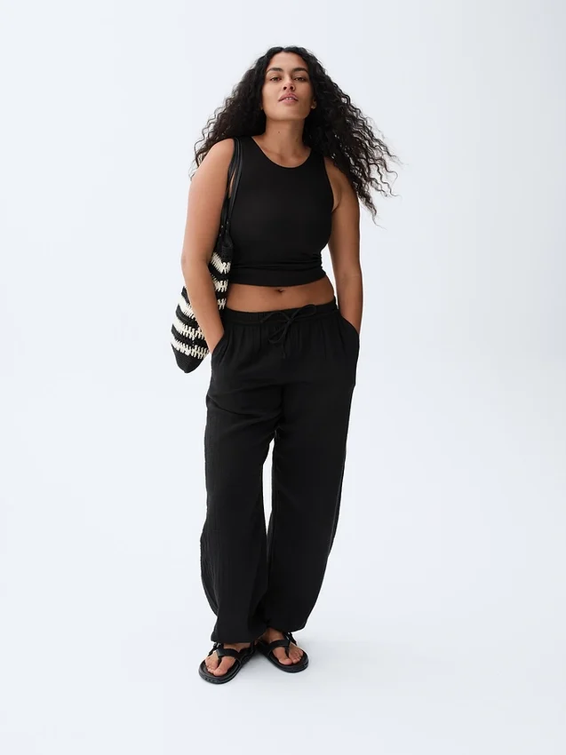 Tung ribbet halterneck-tanktop