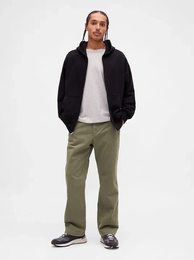 Tung twill-kaki i 90-tallsstil med løs passform