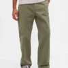 Tung twill-kaki i 90-tallsstil med løs passform