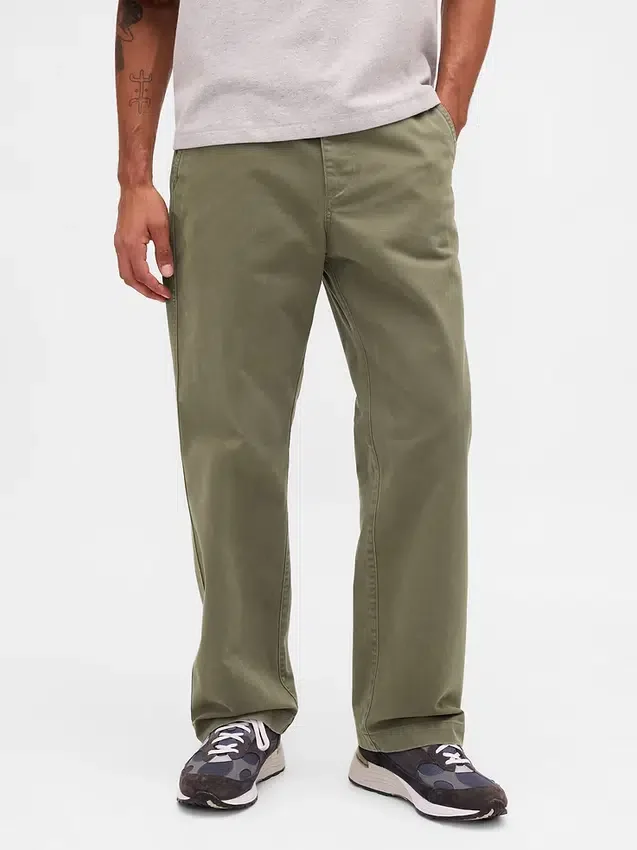 Tung twill-kaki i 90-tallsstil med løs passform