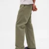 Tung twill-kaki i 90-tallsstil med løs passform