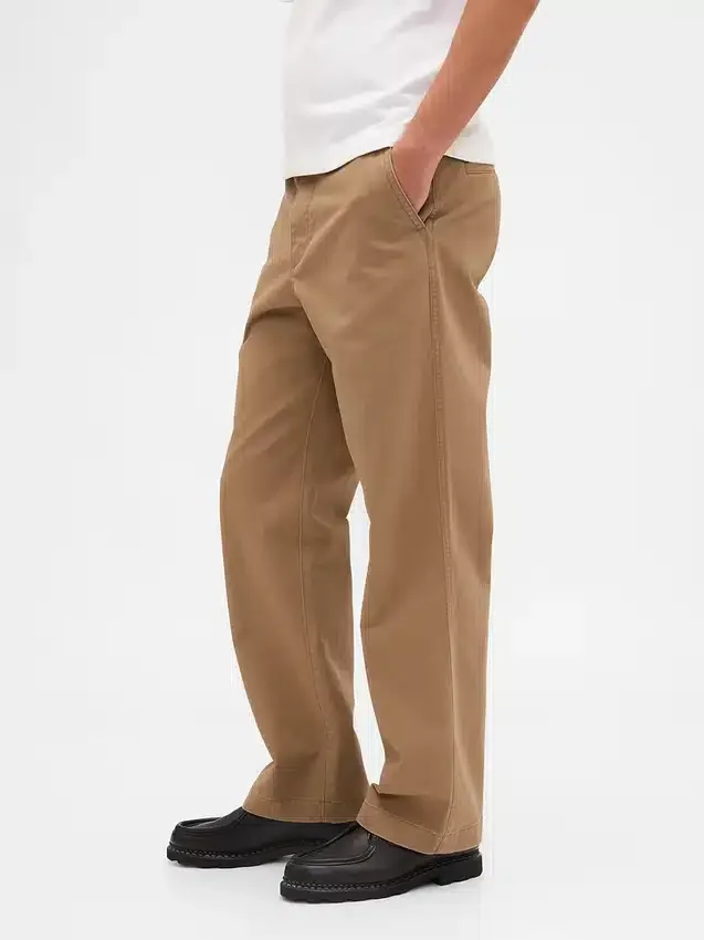Tung twill-kaki i 90-tallsstil med løs passform