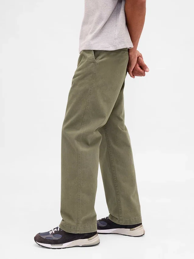 Tung twill-kaki i 90-tallsstil med løs passform