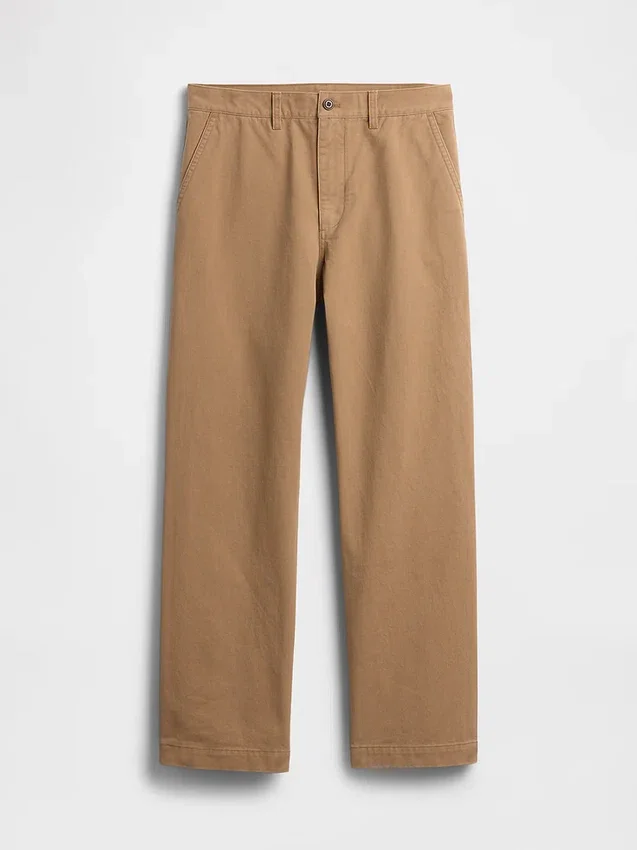 Tung twill-kaki i 90-tallsstil med løs passform