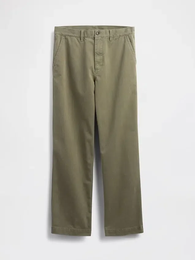 Tung twill-kaki i 90-tallsstil med løs passform