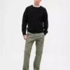 Tung twill-kaki med avslappet, rett passform