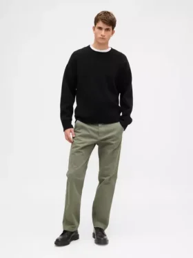 Tung twill-kaki med avslappet, rett passform