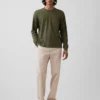 Tung twill-kaki med avslappet, rett passform