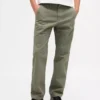 Tung twill-kaki med avslappet, rett passform