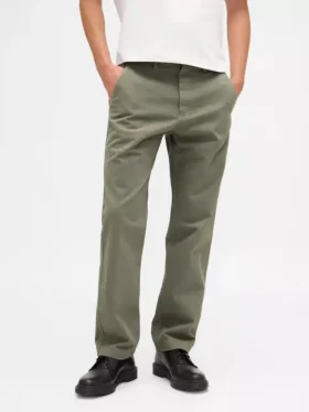 Tung twill-kaki med avslappet, rett passform