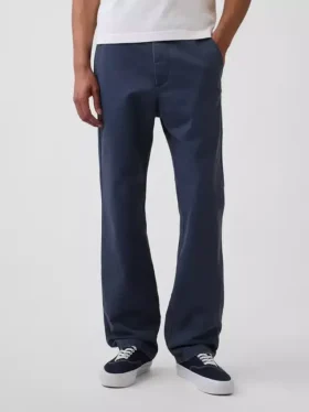 Tung twill-kaki med avslappet, rett passform