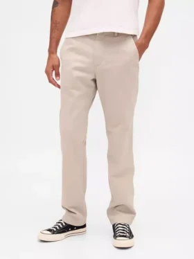Tung twill-kaki med avslappet, rett passform