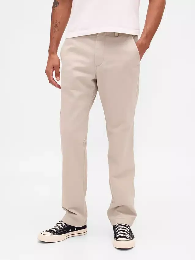 Tung twill-kaki med avslappet, rett passform