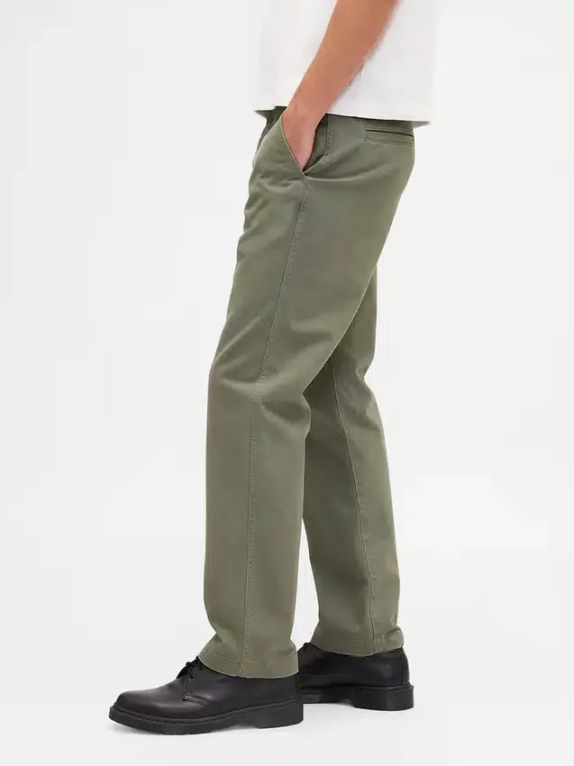 Tung twill-kaki med avslappet, rett passform