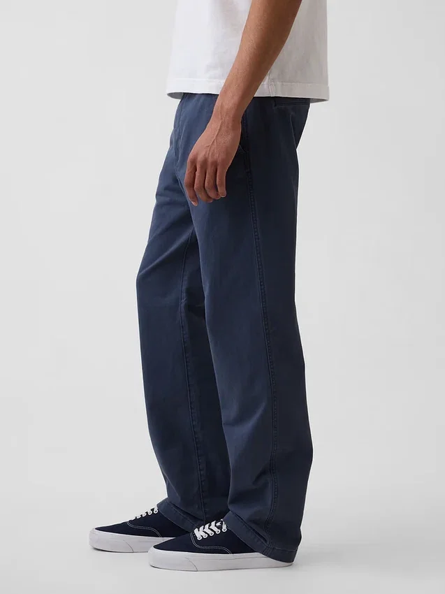 Tung twill-kaki med avslappet, rett passform