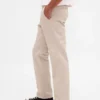 Tung twill-kaki med avslappet, rett passform