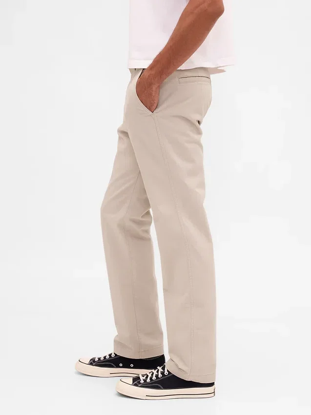 Tung twill-kaki med avslappet, rett passform