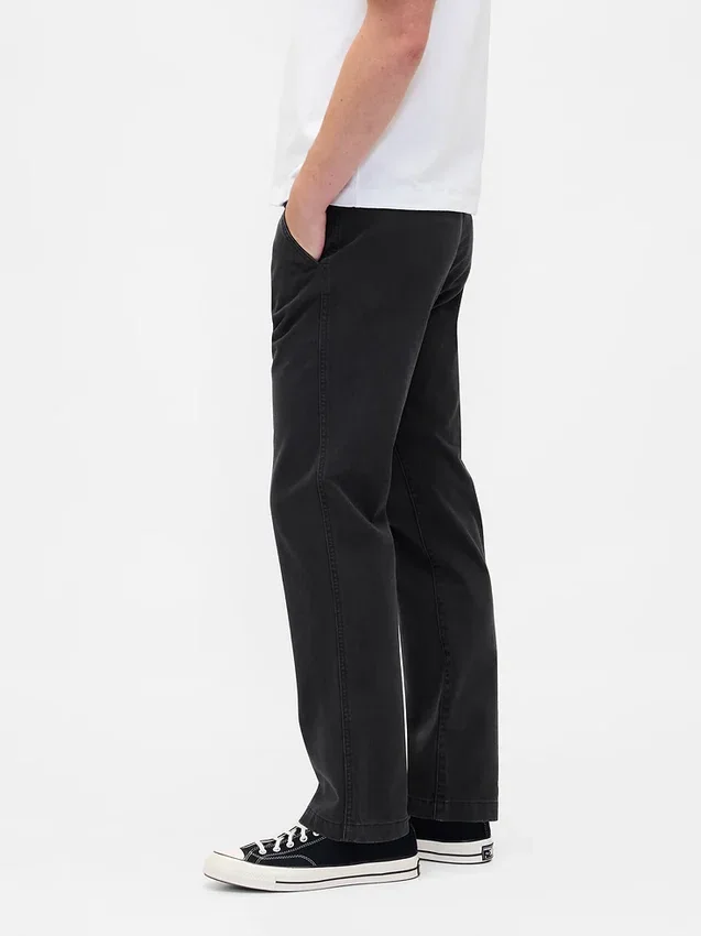 Tung twill-kaki med avslappet, rett passform