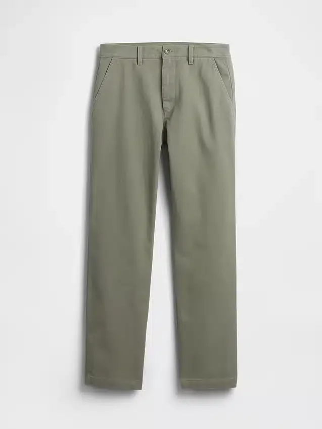 Tung twill-kaki med avslappet, rett passform