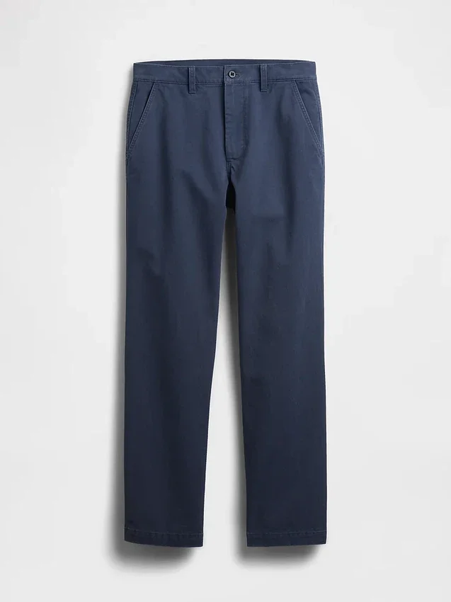 Tung twill-kaki med avslappet, rett passform