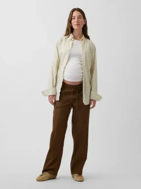 Twill-bukser for gravide med undermage-design