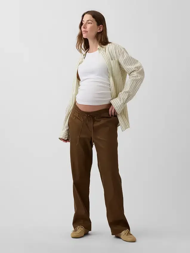Twill-bukser for gravide med undermage-design
