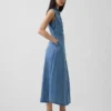 Ultramyk denim-maxi-skjortekjole