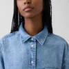 Ultramyk denimskjorte i oversized passform med rynkede ermer