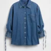 Ultramyk denimskjorte i oversized passform med rynkede ermer