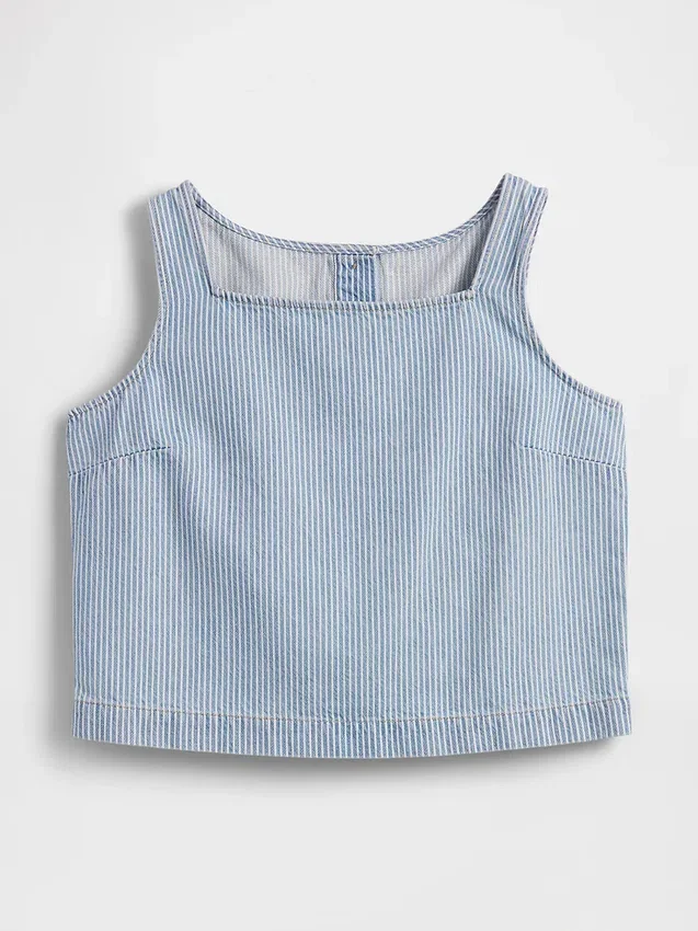 Ultramyk, kort topp i stripet denim