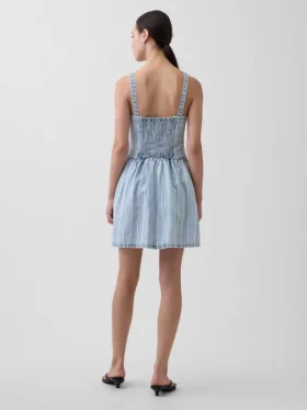 Ultramyk minikjole i denim med striper og lav midje