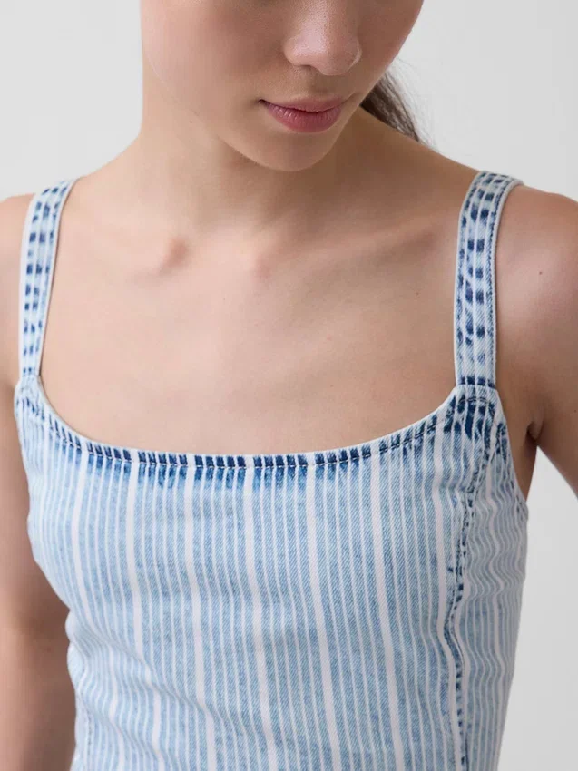 Ultramyk minikjole i denim med striper og lav midje