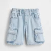Ultramyke denim-cargoshorts med elastisk linning for Baby og Småbarn