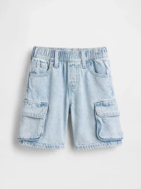 Ultramyke denim-cargoshorts med elastisk linning for Baby og Småbarn