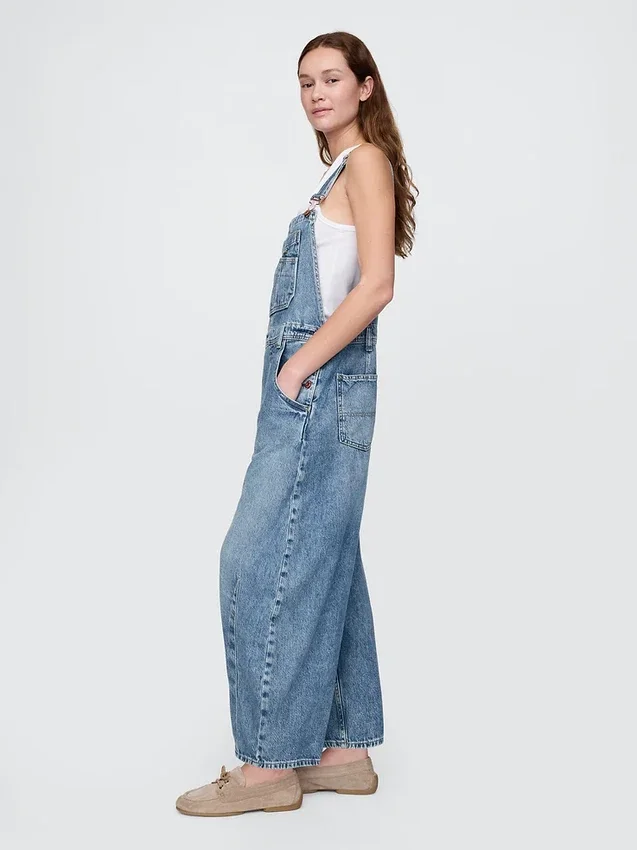 Ultramyke denim-overalls i hestesko-modell