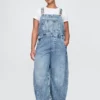 Ultramyke denim-overalls i hestesko-modell