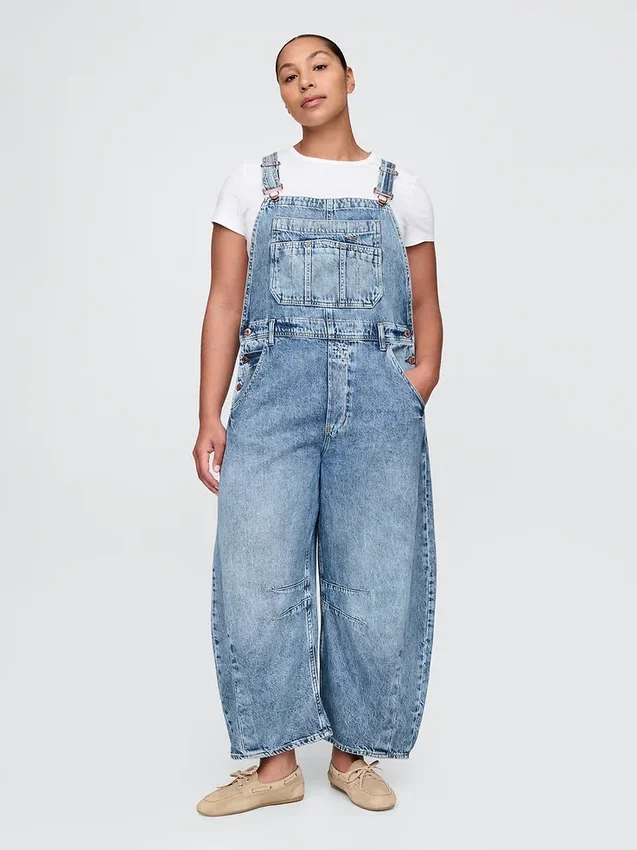 Ultramyke denim-overalls i hestesko-modell