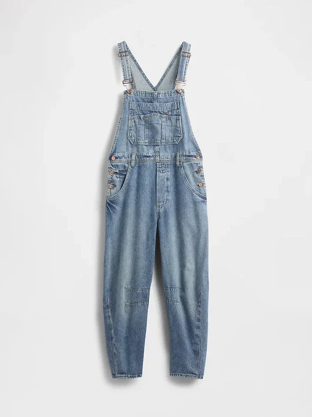 Ultramyke denim-overalls i hestesko-modell