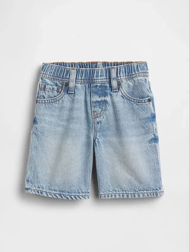 Ultramyke denim-shorts med elastisk linning for Baby og Småbarn
