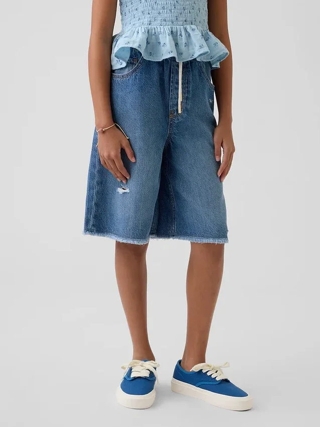 Ultramyke, lange denimshorts med lav midje for barn