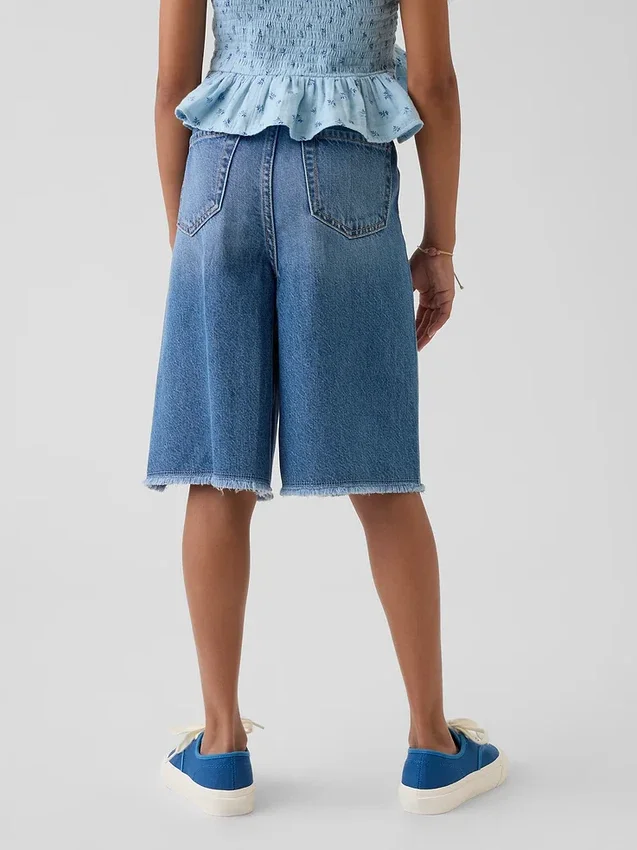 Ultramyke, lange denimshorts med lav midje for barn