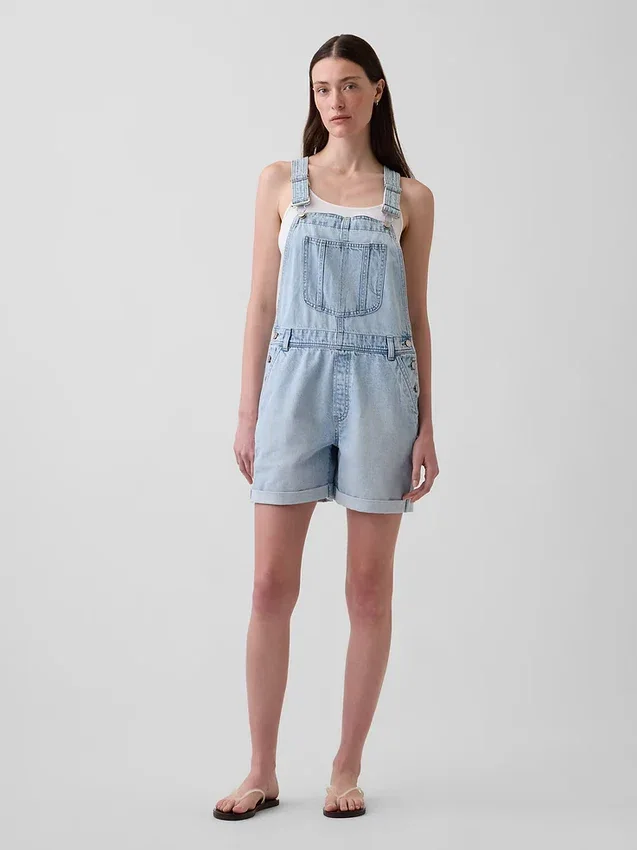 Ultramyke, løse kortslåtte overalls i denim