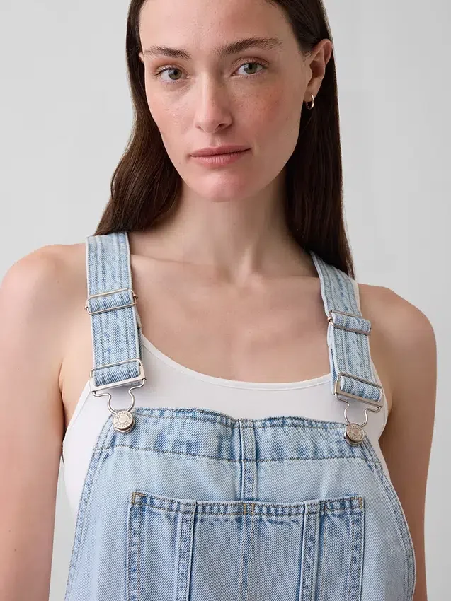 Ultramyke, løse kortslåtte overalls i denim