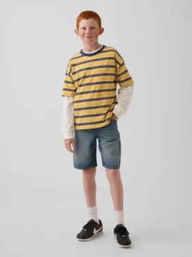 Ultramyke, løstsittende «90-talls»-jeansshorts for barn