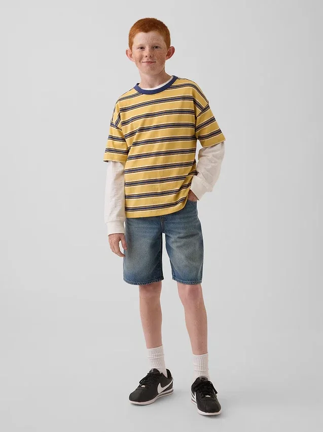 Ultramyke, løstsittende «90-talls»-jeansshorts for barn