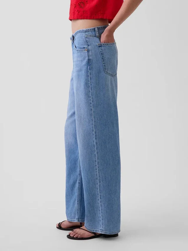 Ultramyke, løstsittende Jeans med lav midje i 90-tallsstil