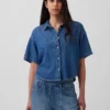 Ultramykt denim-campskjorte i oversized-modell